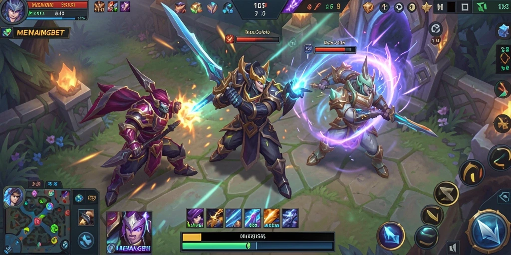 Tampilan gameplay seru dalam MENANGBET, pertempuran tim yang intens.