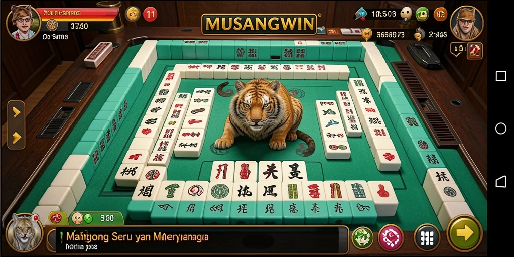 Tampilan gameplay menarik dari MUSANGWIN yang menampilkan pemainan Mahjong.