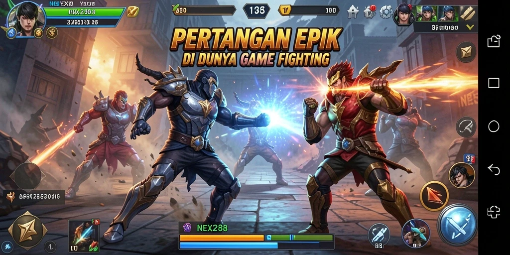 Screenshot gameplay NEX288 yang menampilkan pertarungan seru dan karakter unik.