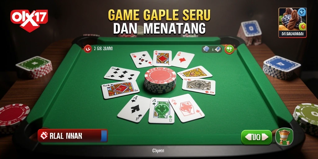 Tampilan gameplay Gaple yang seru dan interaktif di OLX17.