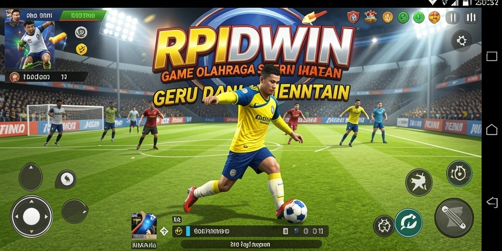 Tangkapan layar utama RPIDWIN menampilkan aksi permainan olahraga yang seru.