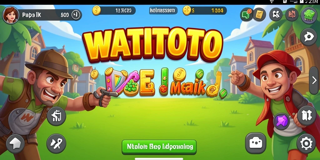 Tangkapan layar utama WATITOTO yang menunjukkan karakter dan gameplay Idle yang menarik.